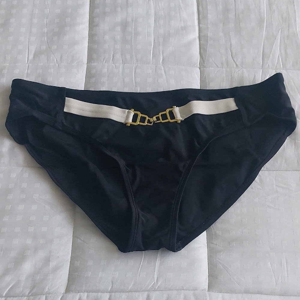 ATTITUDE, Size 14, Black Swim Bottoms with Gold Accents - Picture 1 of 5